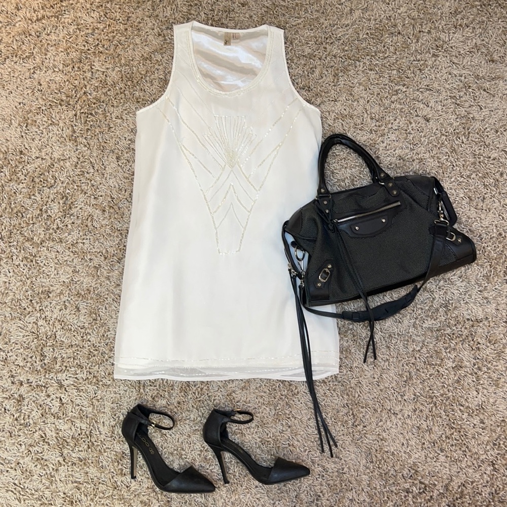 Forever 21 EXCLUSIVE White Silky Beaded Dress